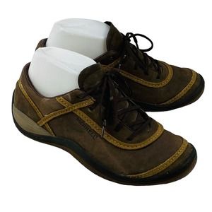 Womens 7.5 Merrell Cypress Oxford Shoes Chocolate Brown Leather Casual Sneakers‎
